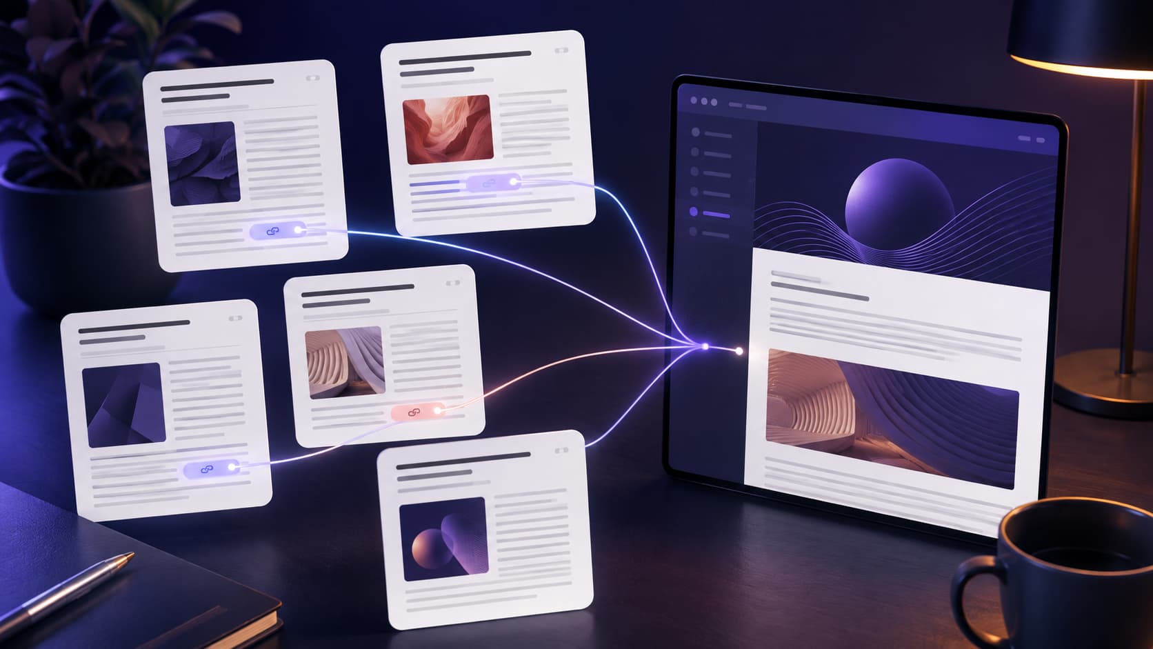 Examples of contextual article backlinks created during off-page SEO work