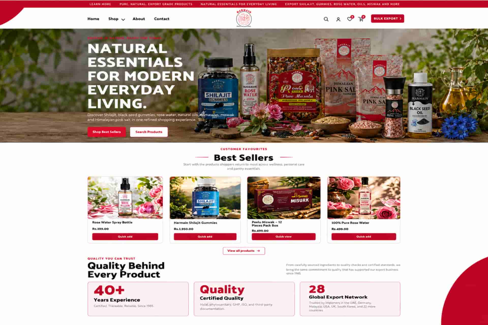 Harmain Global Shopify store homepage