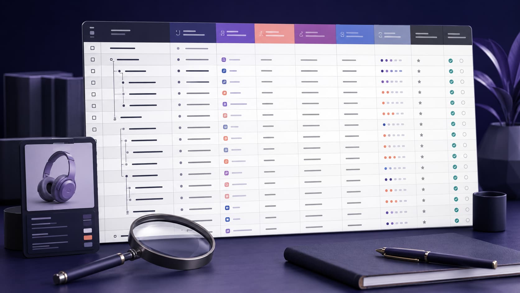 Illustration of a product keyword-planning sheet